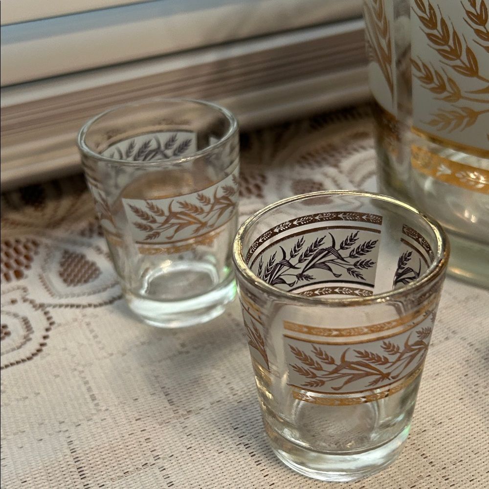 Jeanette Golden Harvest Ice Bucket and shot glass set Bucket H 5 x Di 6 in - Picture 3 of 10